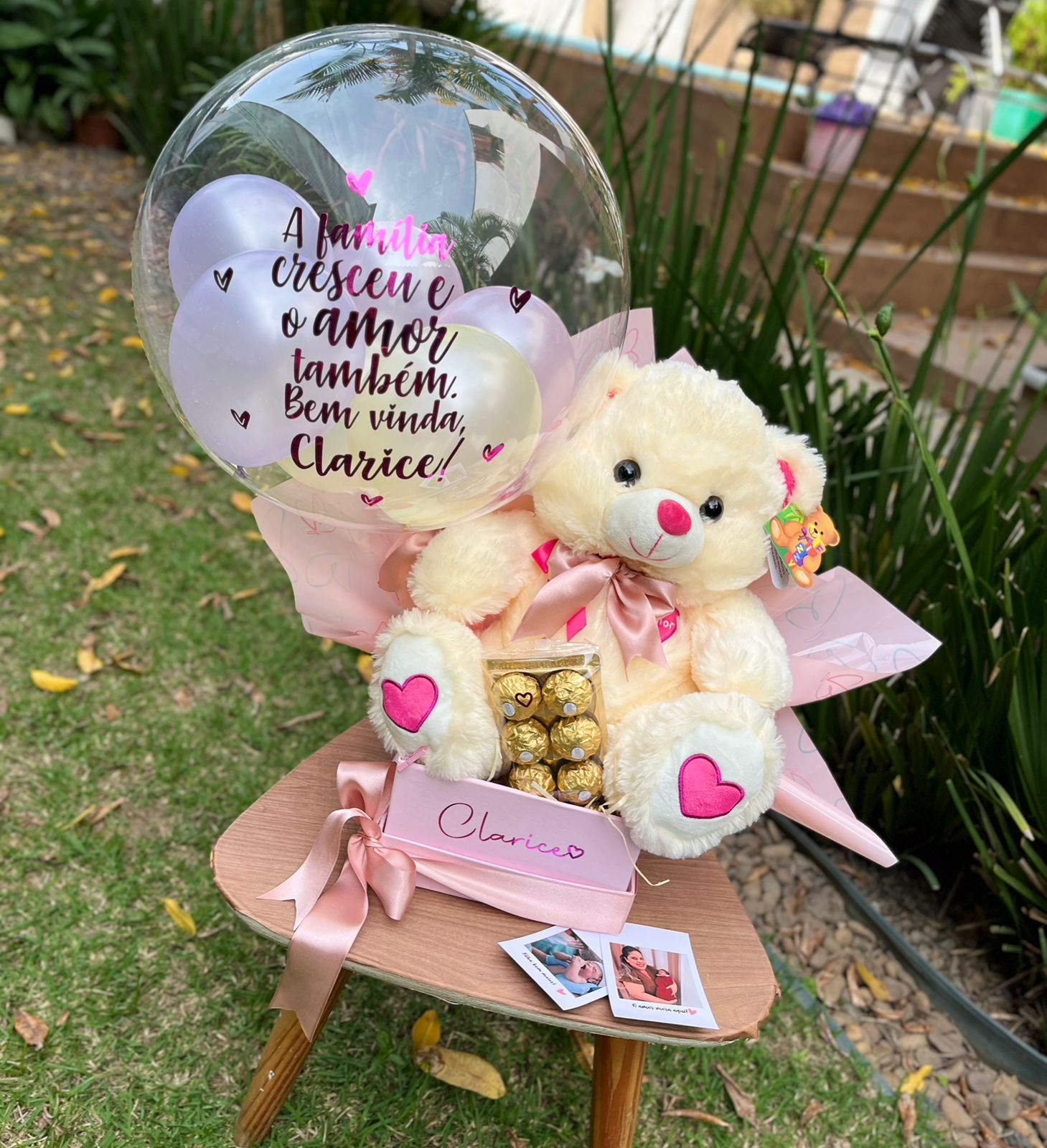Cesta maternidade com chocolates